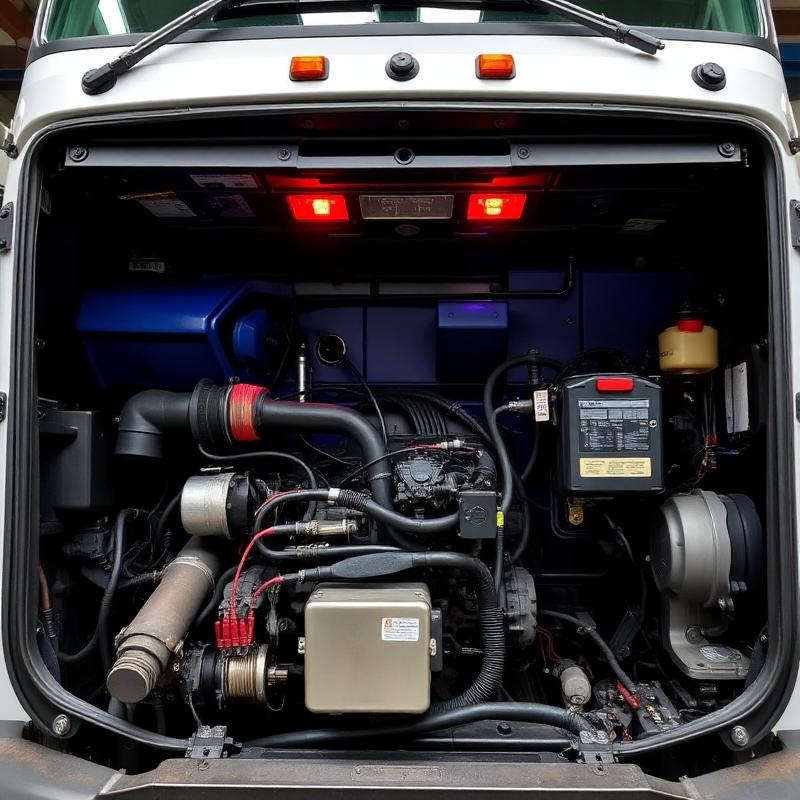 Compartimento elétrico de caminhão diesel